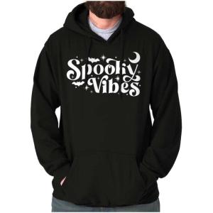Brisco Brands Cute Halloween Witchy Spooky Vibes Hoodie Sweatshirt Women Men(Black)