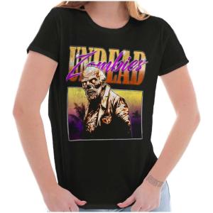 Brisco Brands Halloween Horror Undead Zombie Womens Slim Fit Graphic Tee(Black)