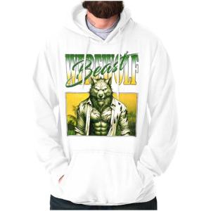 Brisco Brands Halloween Monster Werewolf Beast Hoodie Sweatshirt Women Men(White)