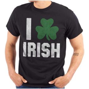 Brisco Brands St Patricks Day Irish Pride Shamrock Graphic T Shirt Men or Women(Black)