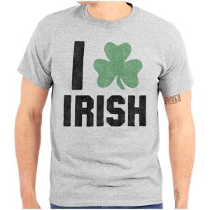 Brisco Brands St Patricks Day Irish Pride Shamrock Graphic T Shirt Men or Women(Sport Grey)