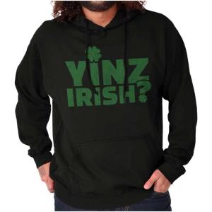 Brisco Brands Yinz Irish Funny St Patrick’s Day Hoodie Sweatshirt Women Men(Black)