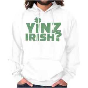Brisco Brands Yinz Irish Funny St Patrick’s Day Hoodie Sweatshirt Women Men(White)