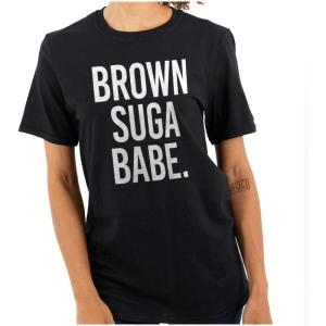 Brown Sugar Babe Cute Black Queen Womens Graphic T Shirt Tees(Black)