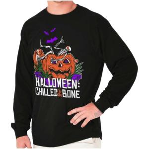 Funny Halloween Chilled to The Bone Long Sleeve Tshirt Men Women(Black)