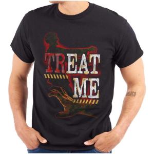 Funny Halloween Zombie Pun Treat Me Graphic T Shirt Men or Women(Black)