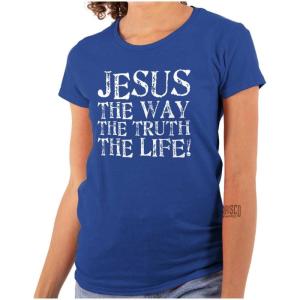 Jesus The Way Truth Life Christian Womens Slim Fit Graphic Tee(Royal)