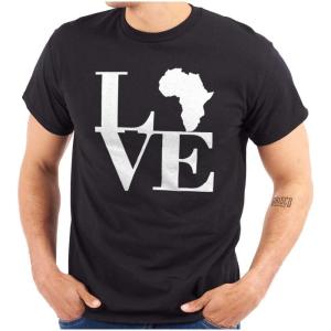 Love Africa Map Black African Pride Graphic T Shirt Men or Women(Black)