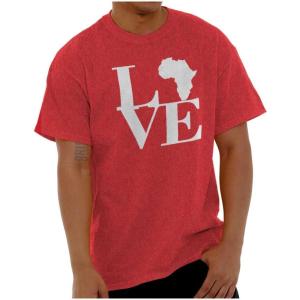 Love Africa Map Black African Pride Graphic T Shirt Men or Women(Heather Red)