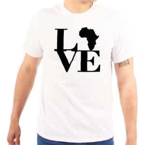 Love Africa Map Black African Pride Graphic T Shirt Men or Women(White)