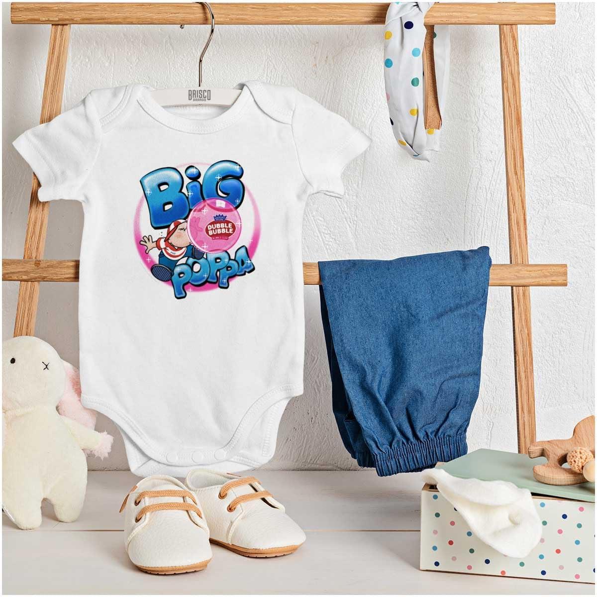 imageBrisco Brands Airbrushed Dubble Bubble Big Poppa Baby Romper Boys or GirlsWhite