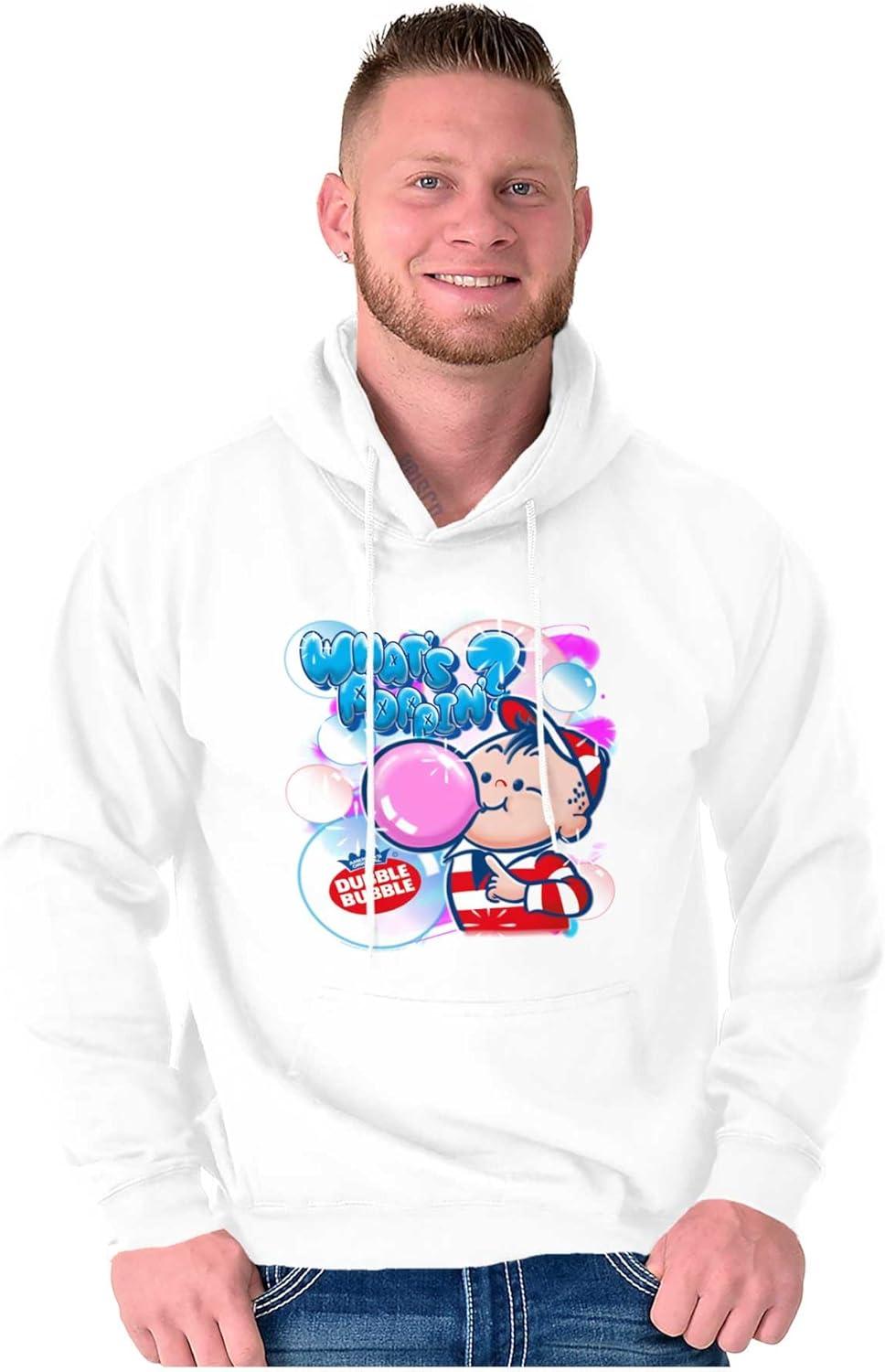 imageBrisco Brands Airbrushed Dubble Bubble Whats Poppin Hoodie Sweatshirt Women MenWhite