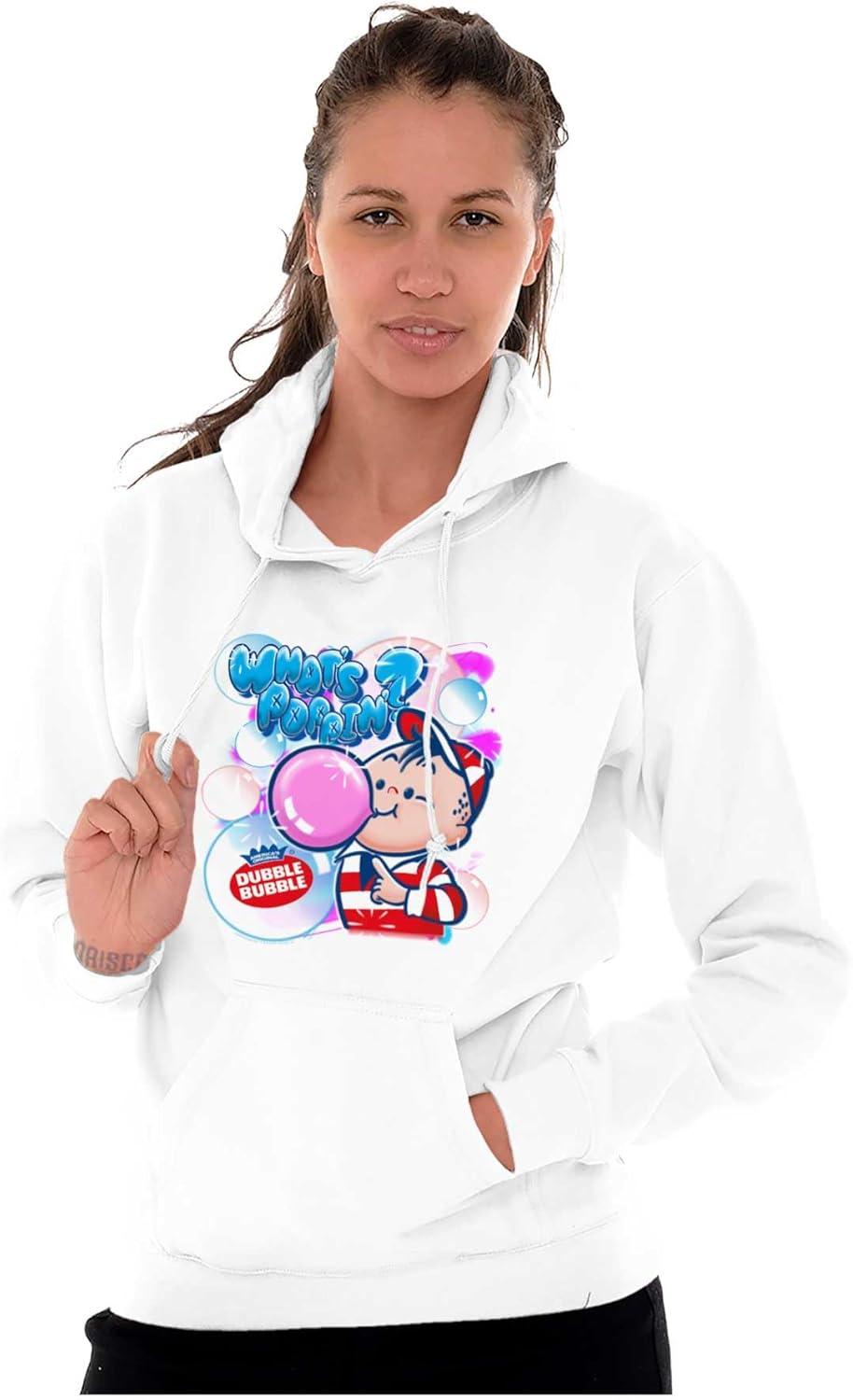 imageBrisco Brands Airbrushed Dubble Bubble Whats Poppin Hoodie Sweatshirt Women MenWhite