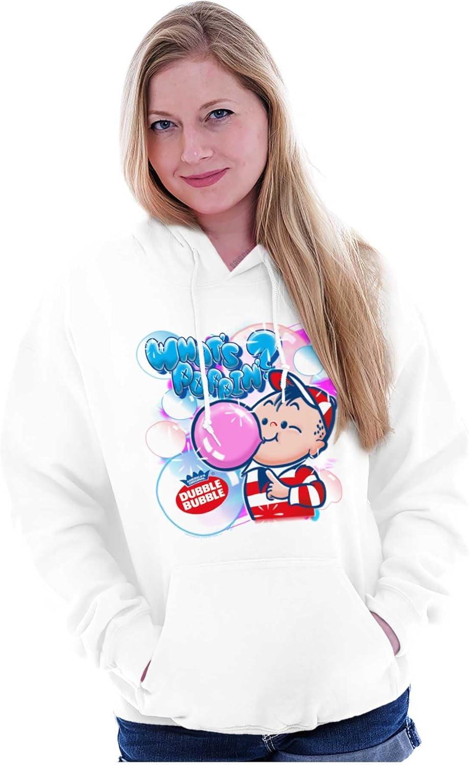 imageBrisco Brands Airbrushed Dubble Bubble Whats Poppin Hoodie Sweatshirt Women MenWhite