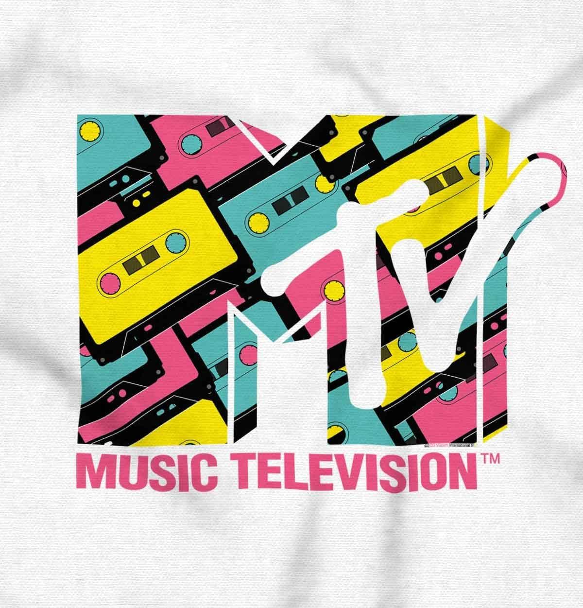 imageBrisco Brands Cool Retro MTV Cassette Tapes Logo Baby Romper Boys or GirlsWhite