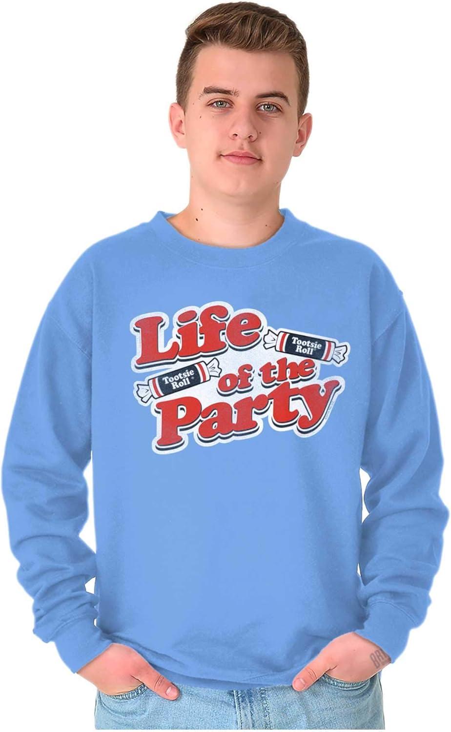imageBrisco Brands Life of the Party Funny Tootsie Roll Sweatshirt for Men or WomenCarolina Blue