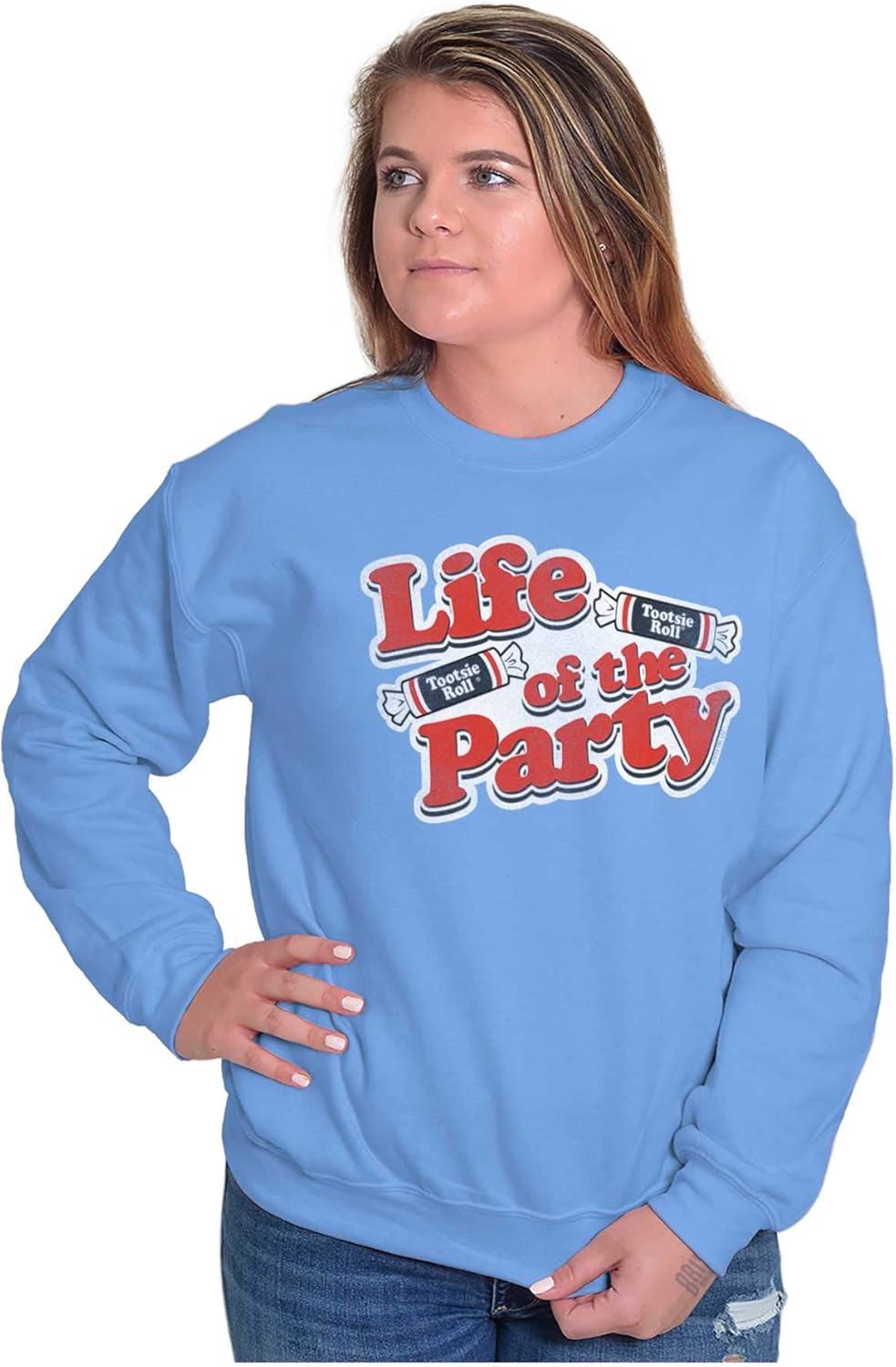imageBrisco Brands Life of the Party Funny Tootsie Roll Sweatshirt for Men or WomenCarolina Blue