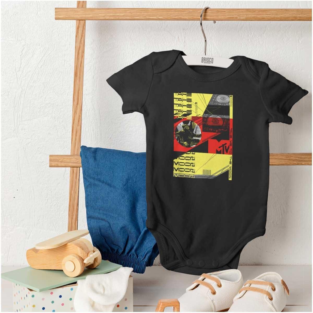imageBrisco Brands MTV Take Me to the Moon Record Baby Romper Boys or GirlsBlack