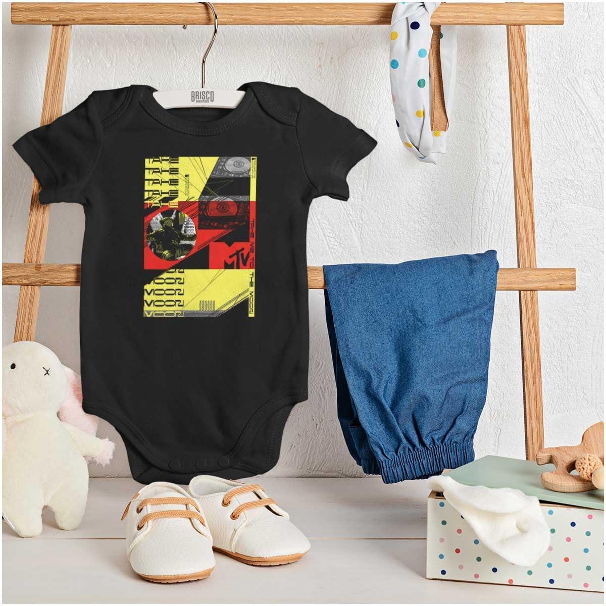 imageBrisco Brands MTV Take Me to the Moon Record Baby Romper Boys or GirlsBlack