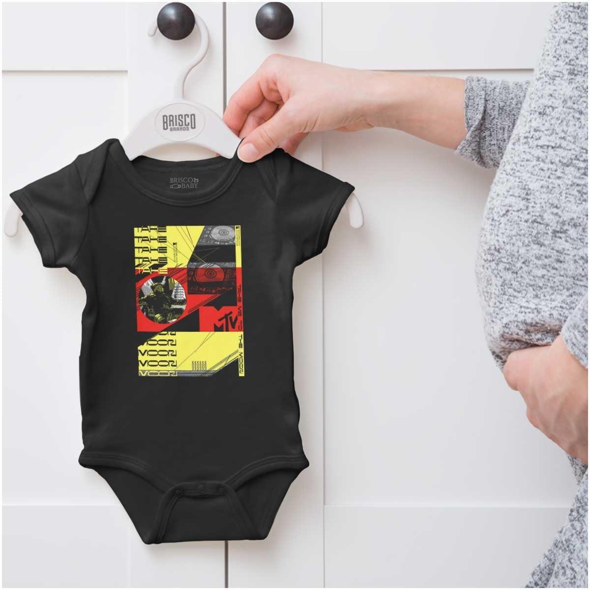 imageBrisco Brands MTV Take Me to the Moon Record Baby Romper Boys or GirlsBlack