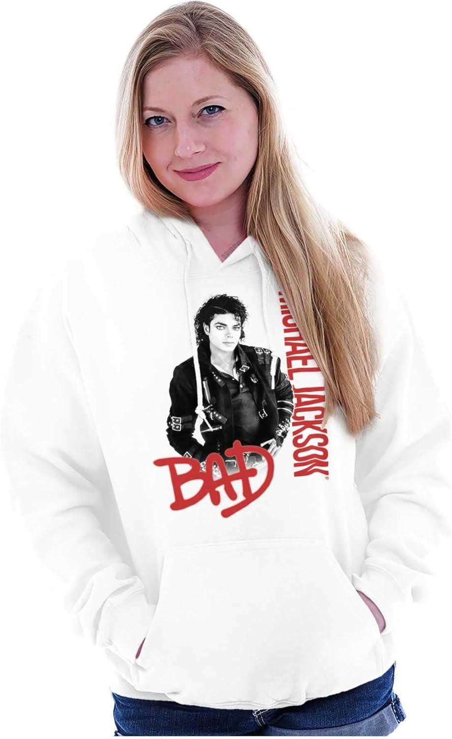 imageBrisco Brands Michael Jackson Bad Music Album Cover Hoodie Sweatshirt Women MenWhite