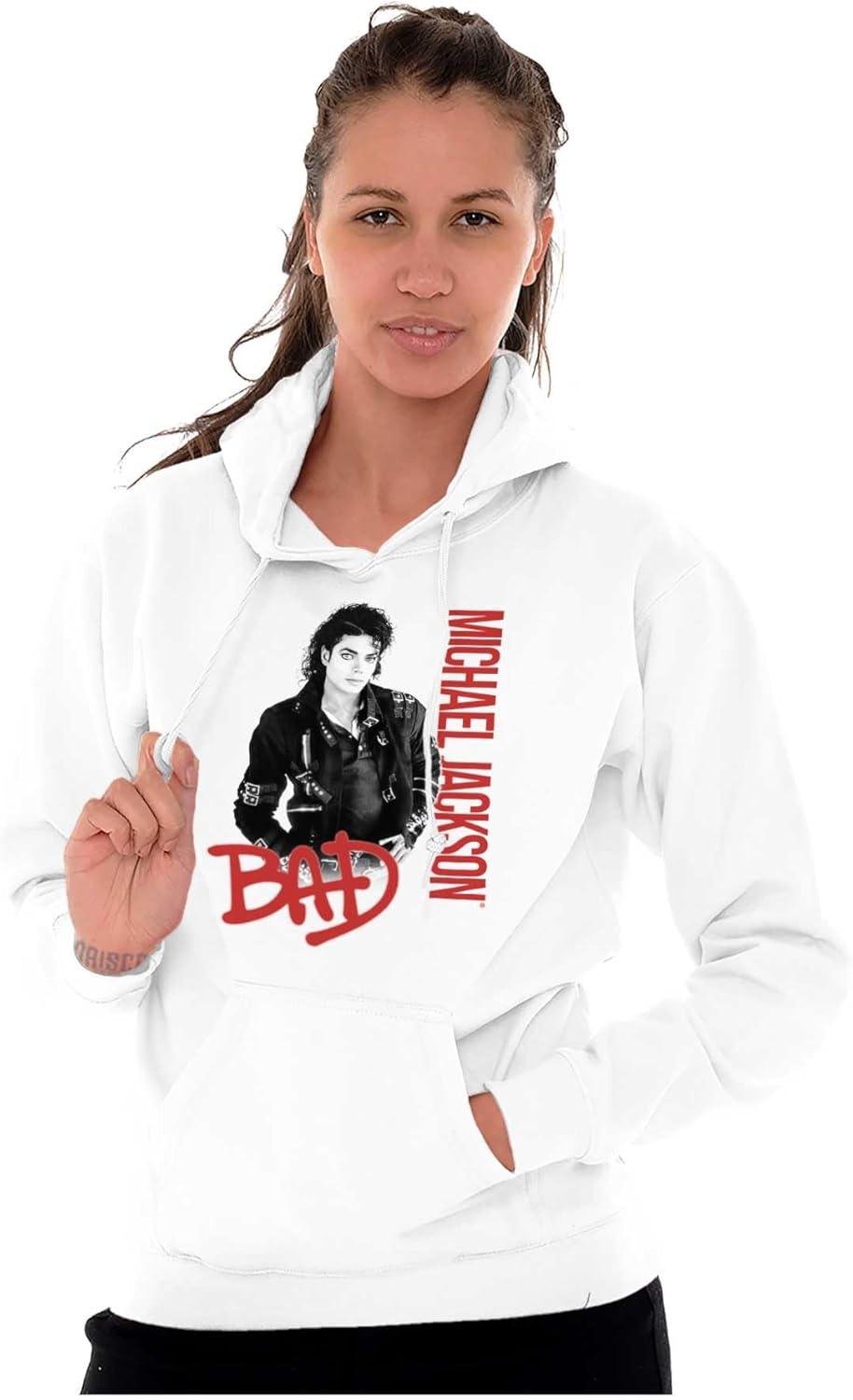 imageBrisco Brands Michael Jackson Bad Music Album Cover Hoodie Sweatshirt Women MenWhite
