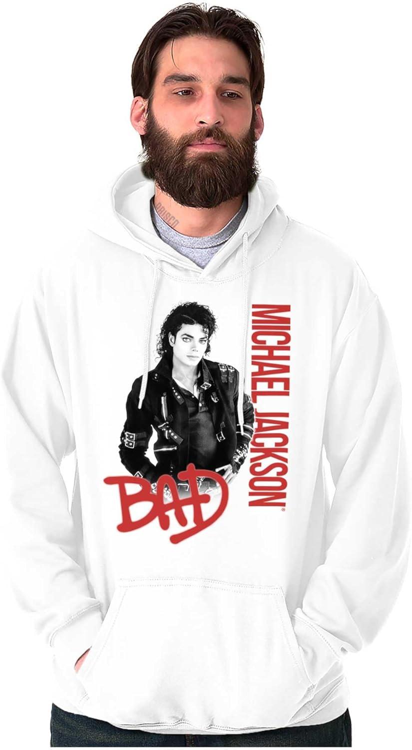 imageBrisco Brands Michael Jackson Bad Music Album Cover Hoodie Sweatshirt Women MenWhite