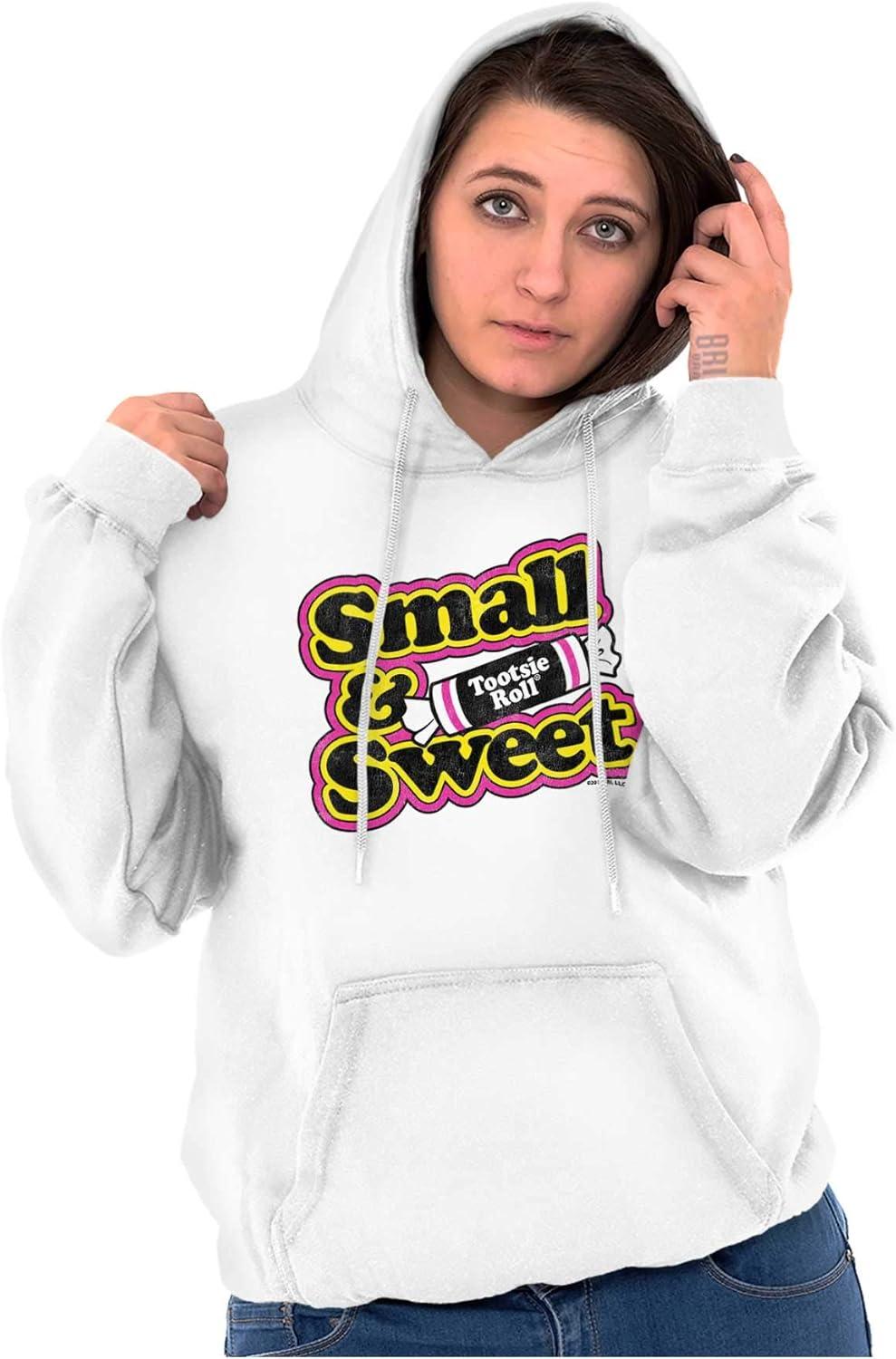 imageBrisco Brands Retro Candy Small Sweet Tootsie Roll Hoodie Sweatshirt WomenWhite