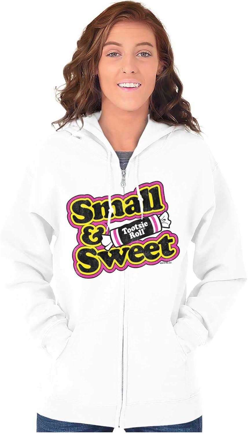 imageBrisco Brands Retro Candy Small Sweet Tootsie Roll Zip Hoodie Sweatshirt WomenWhite