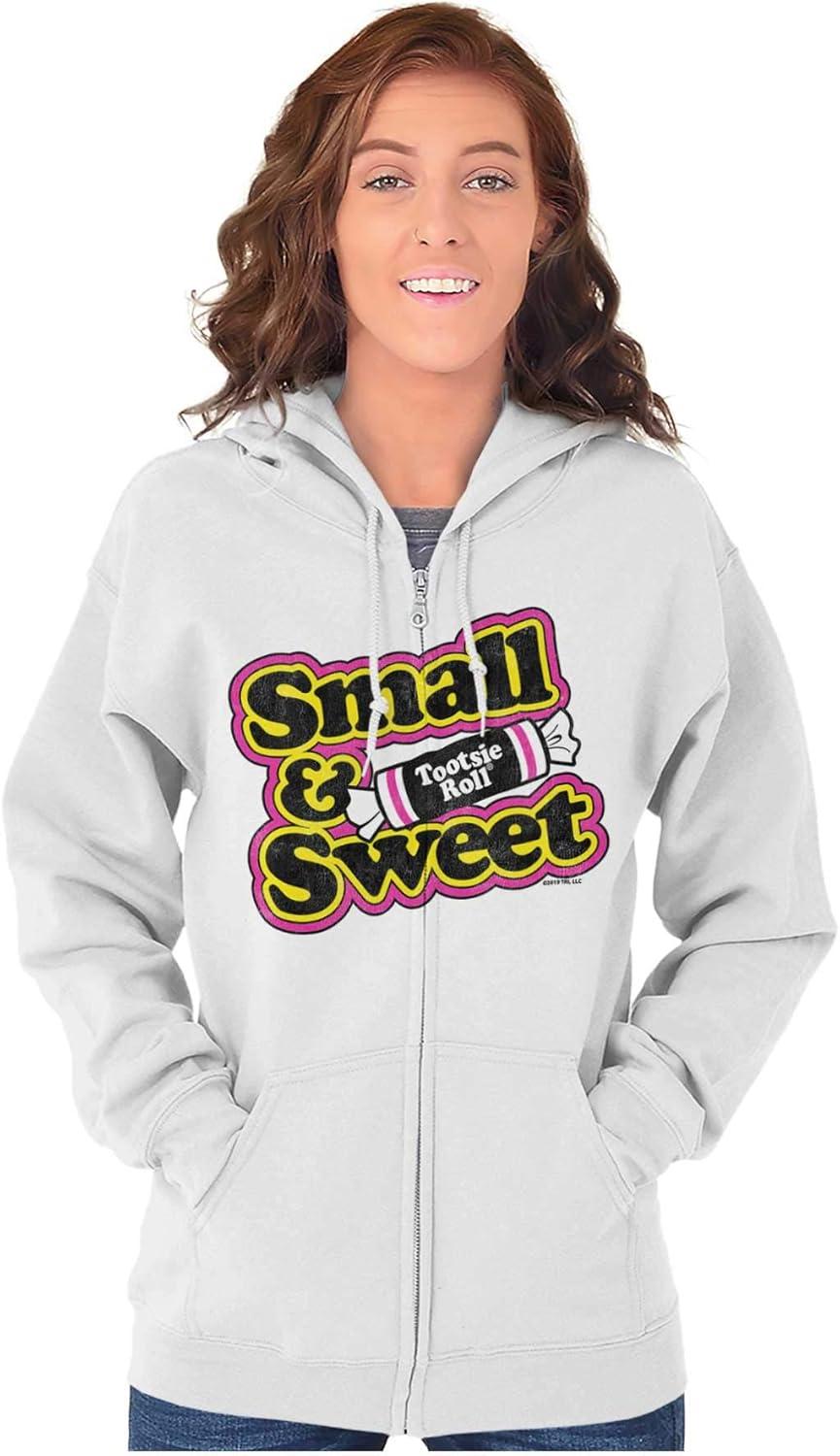 imageBrisco Brands Retro Candy Small Sweet Tootsie Roll Zip Hoodie Sweatshirt WomenWhite