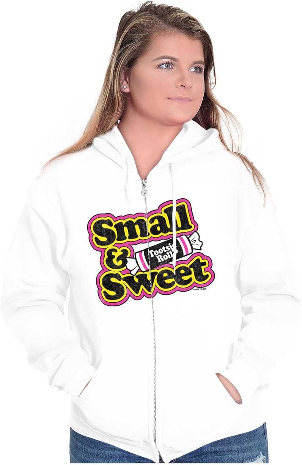 imageBrisco Brands Retro Candy Small Sweet Tootsie Roll Zip Hoodie Sweatshirt WomenWhite