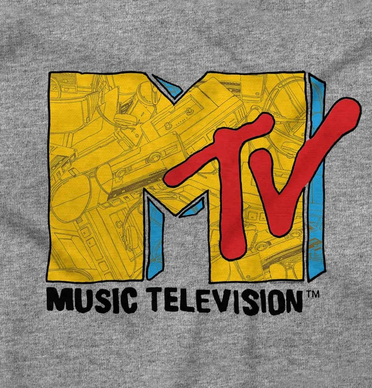 imageBrisco Brands Retro Classic MTV Collage Logo Baby Romper Boys or GirlsHeather