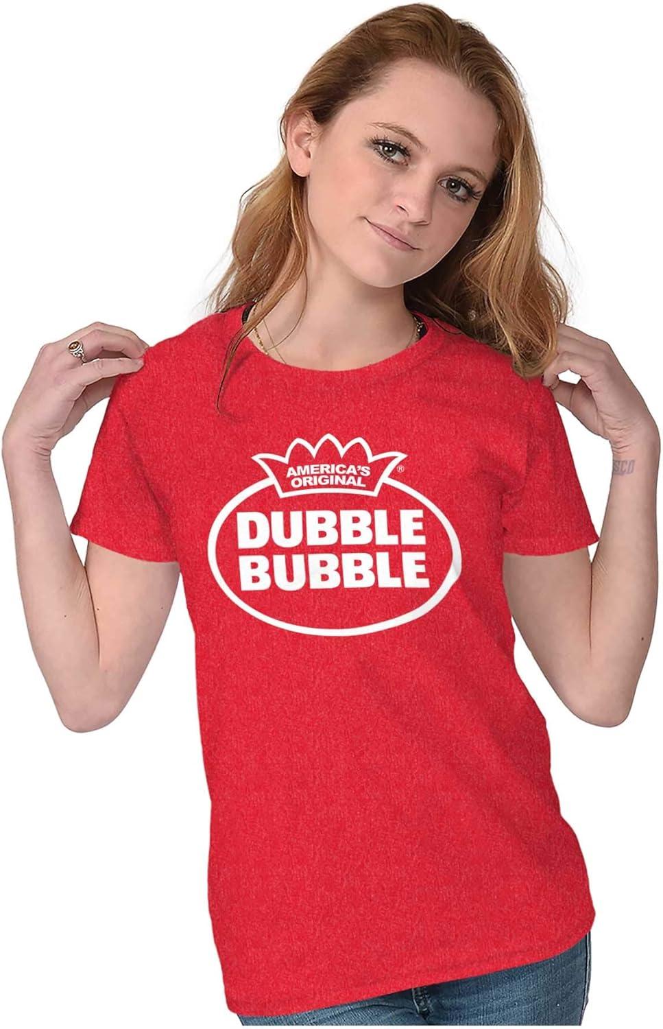 imageDistressed Dubble Bubble Retro Double Womens Slim Fit Graphic TeeHeather Red