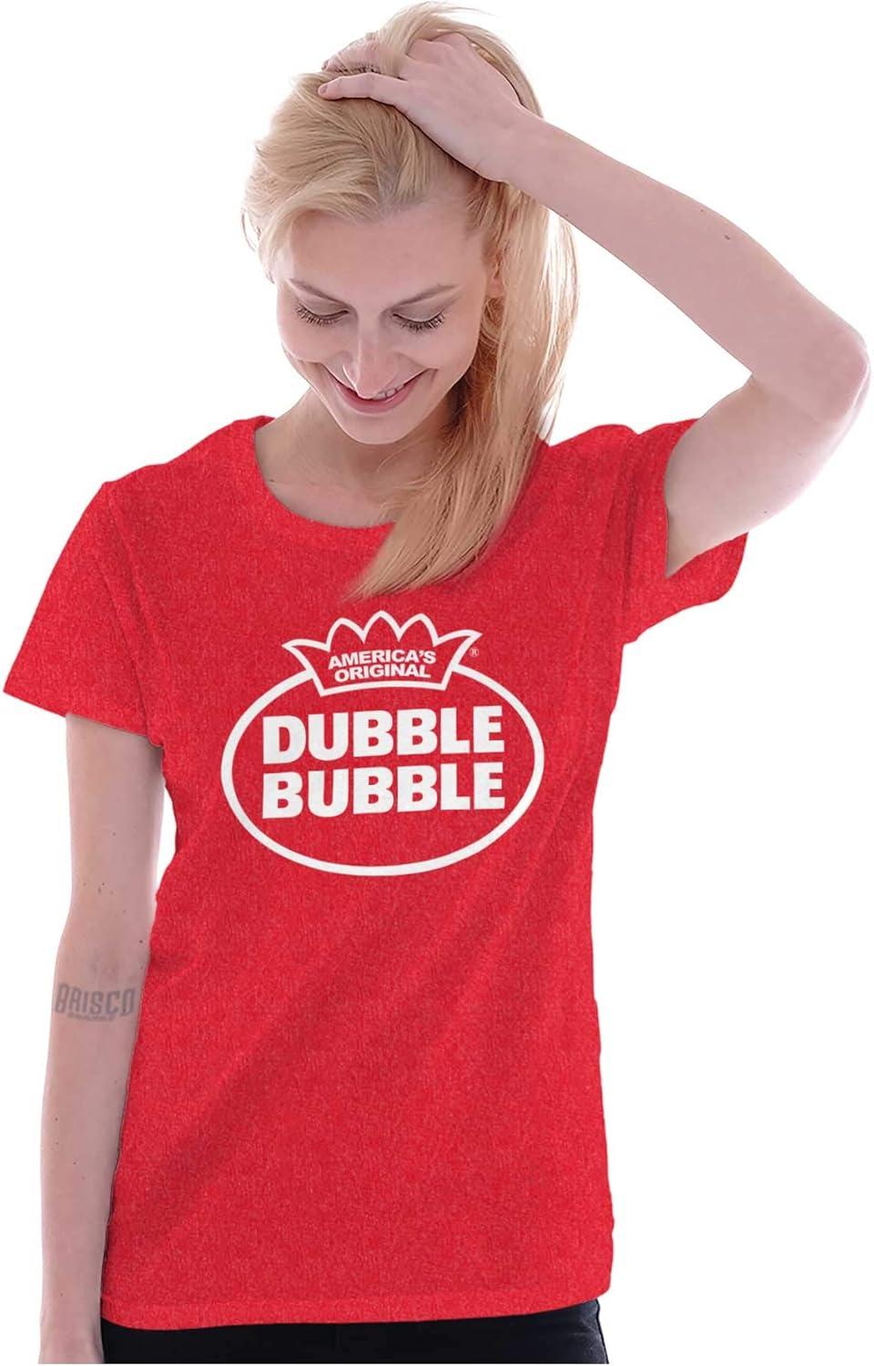 imageDistressed Dubble Bubble Retro Double Womens Slim Fit Graphic TeeHeather Red