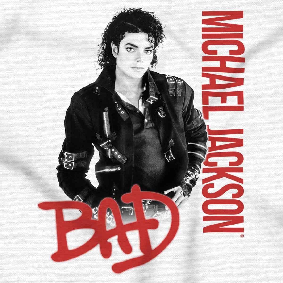 imageMichael Jackson Bad Music Album Cover Womens Slim Fit Graphic TeeWhite