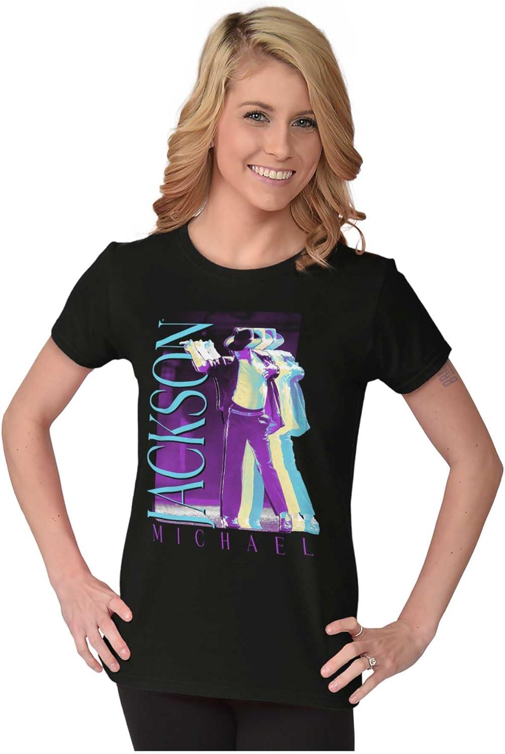 imageMichael Jackson MJ Dance Glitch Womens Slim Fit Graphic TeeBlack