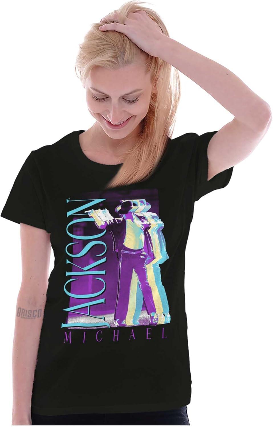imageMichael Jackson MJ Dance Glitch Womens Slim Fit Graphic TeeBlack