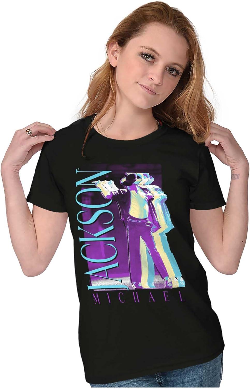 imageMichael Jackson MJ Dance Glitch Womens Slim Fit Graphic TeeBlack