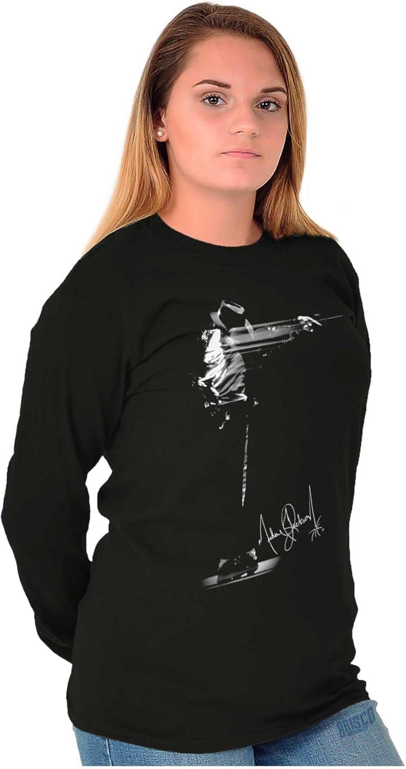 imageMichael Jackson Signature Autograph Long Sleeve Tshirt Men WomenBlack