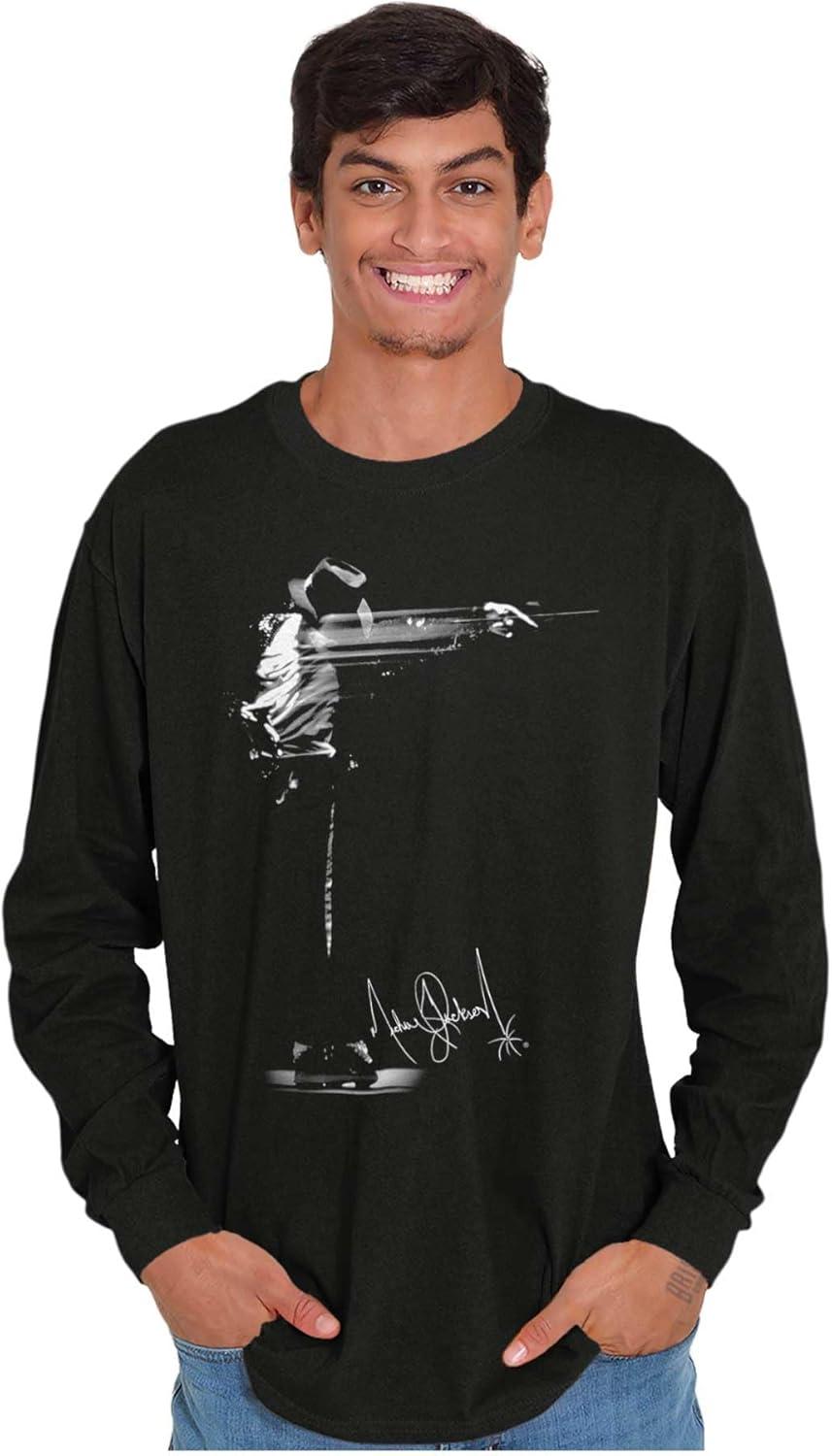 imageMichael Jackson Signature Autograph Long Sleeve Tshirt Men WomenBlack