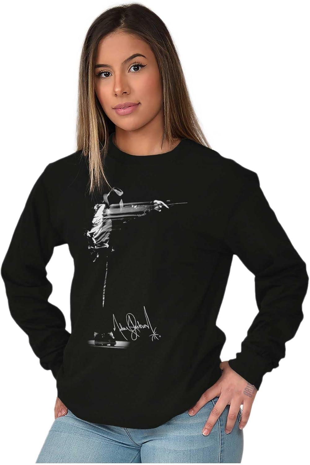 imageMichael Jackson Signature Autograph Long Sleeve Tshirt Men WomenBlack