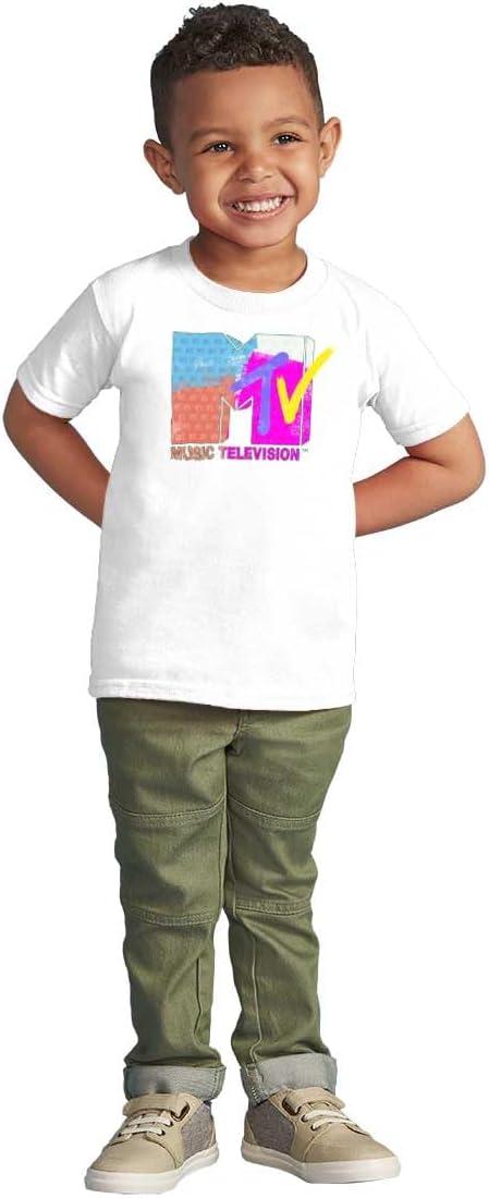 imageRetro MTV Color Block Stamps Logo Toddler Boy Girl T ShirtWhite