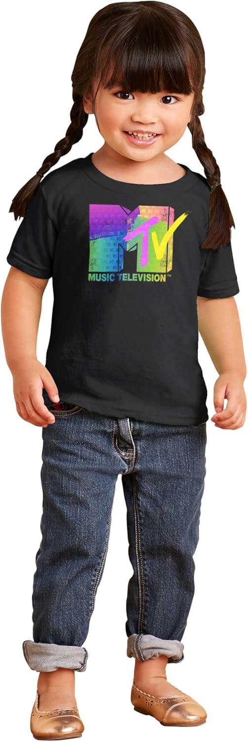 imageRetro MTV Distressed Stamps Logo Toddler Boy Girl T ShirtBlack