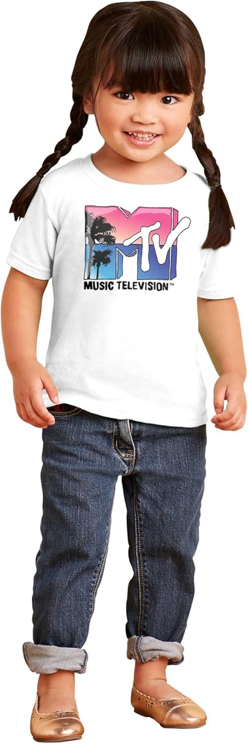 imageRetro MTV Palm Tree Paradise Logo Toddler Boy Girl T ShirtWhite
