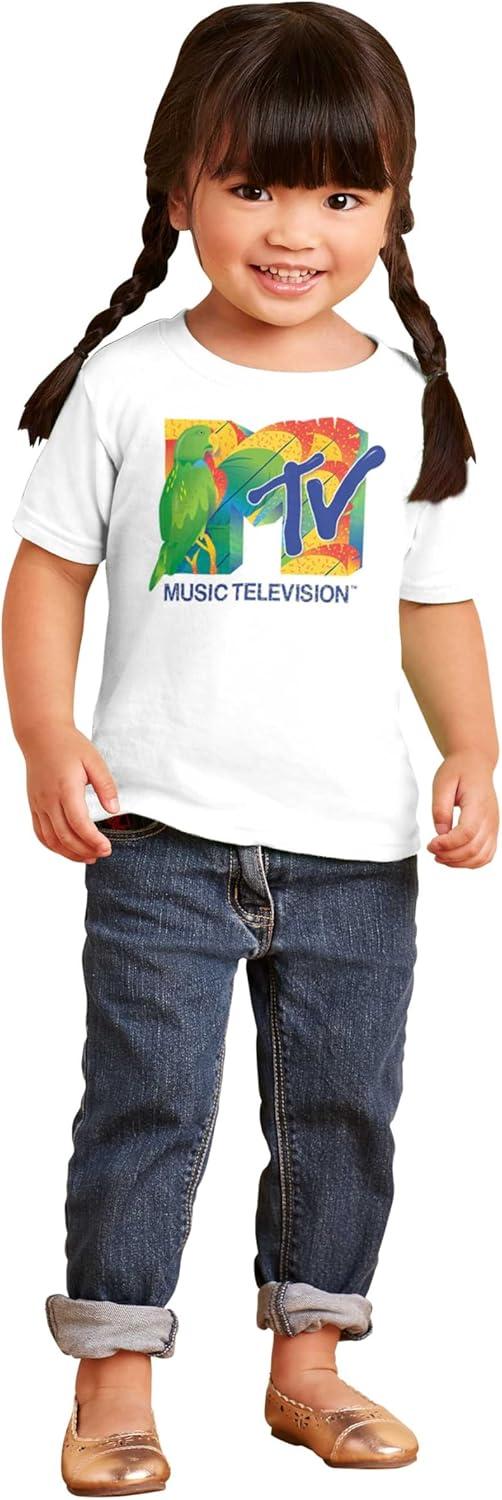 imageRetro MTV Tropical Parrot Logo Toddler Boy Girl T ShirtWhite