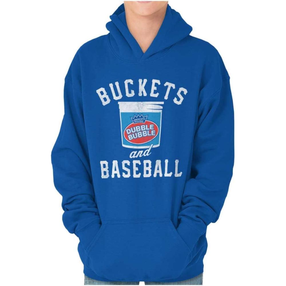 imageBrisco Brands Buckets And Baseball Dubble Bubble Youth Hoodie Boy GirlRoyal