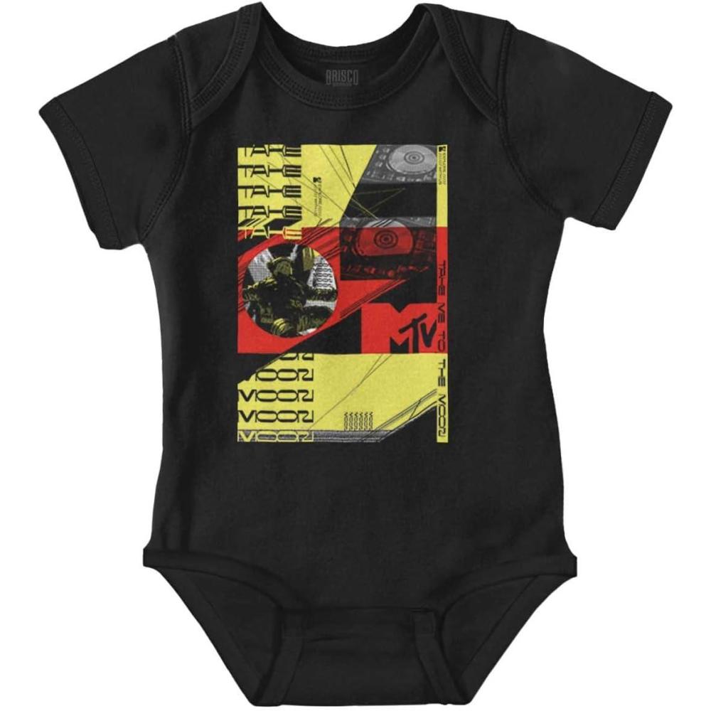 imageBrisco Brands MTV Take Me to the Moon Record Baby Romper Boys or GirlsBlack
