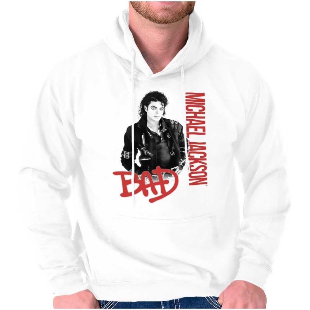 imageBrisco Brands Michael Jackson Bad Music Album Cover Hoodie Sweatshirt Women MenWhite