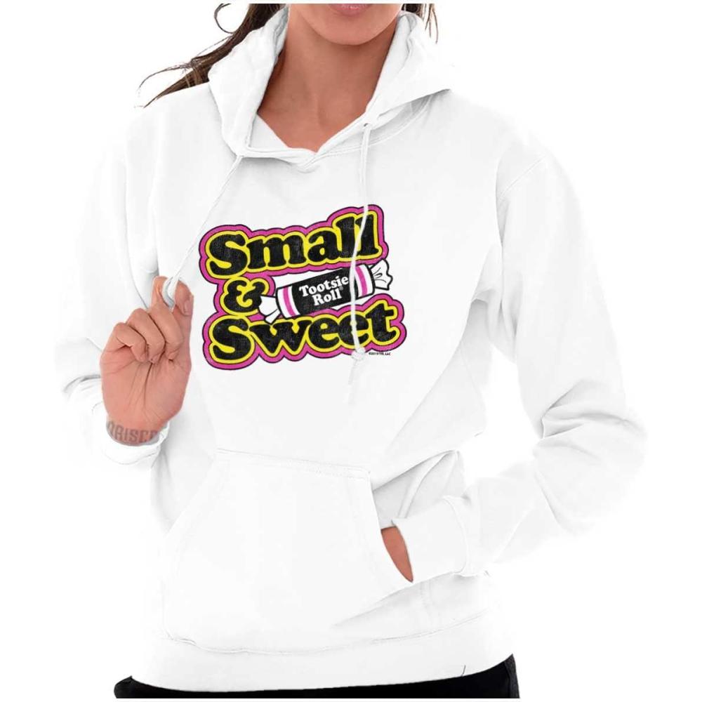 imageBrisco Brands Retro Candy Small Sweet Tootsie Roll Hoodie Sweatshirt WomenWhite
