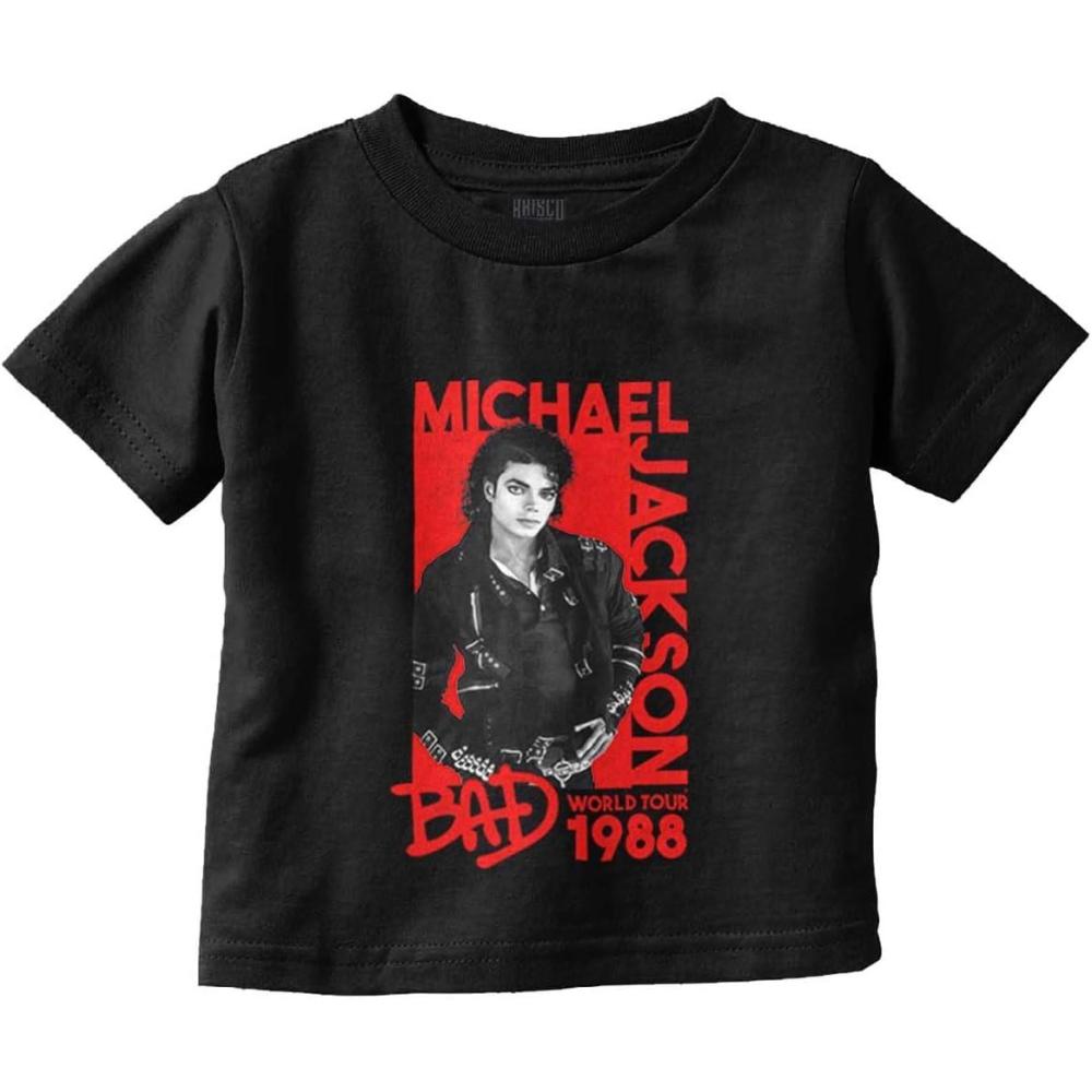 imageMichael Jackson Bad World Your 1988 Toddler Baby Graphic T ShirtBlack